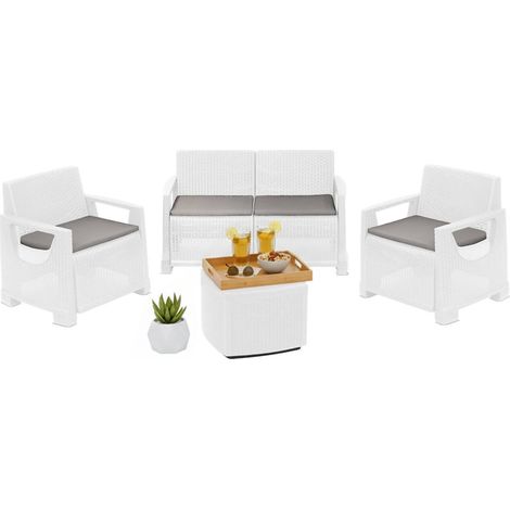 Triulzi Gartenmöbel-Set, Outdoor-Lounge 4-Sitzer, Weiß