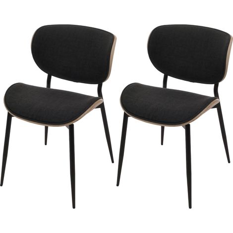 Lot de 2 chaises de salle à manger HWC-O45 bois courbé tissu (370g/m2) ko-Tex MVG-certifié - naturel gris foncé (1/2)