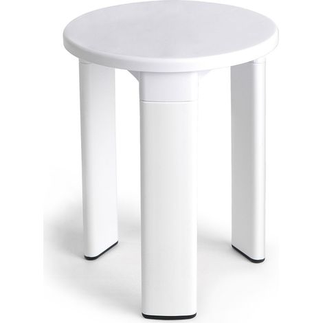 Sgabello polipropilene bianco da bagno con portata 80 kg e piedini antiscivolo (1/4)