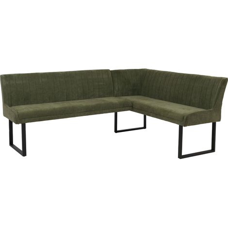 Banquette d’angle banquette de salle à manger jusqu’à 5 personnes assise rembourrée tissu chenille vert et fer 040009177 (1/5)