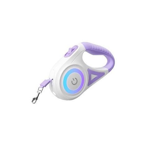 Laisse rétractable automatique pour chien avec lumière LED, 5 m, violette, pour animaux de petite et moyenne taille (1/2)