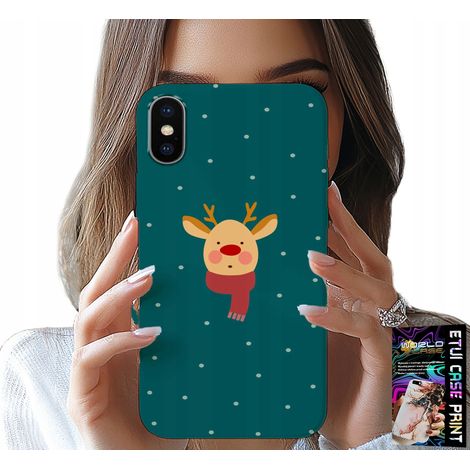 Cover per iPhone X / XS - renne su sfondo verde, motivi natalizi (1/5)