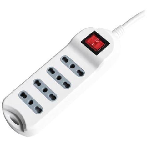 V-TAC Multipresa ciabatta 4 posti prese/bipasso 10/16A standard italiano interruttore luminoso - sku 8740 (1/5)
