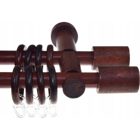 Tringle à rideaux double en bois, style moderne, en acajou, cylindrique, 120 cm, Fi20 (1/5)