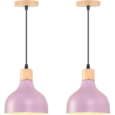Lot de 2 Lustre Moderne Salon 15cm,Suspension Luminaire Industriel Vintage E27 Lampe de Plafond Reglable Style Nordique,Violet (1/5)