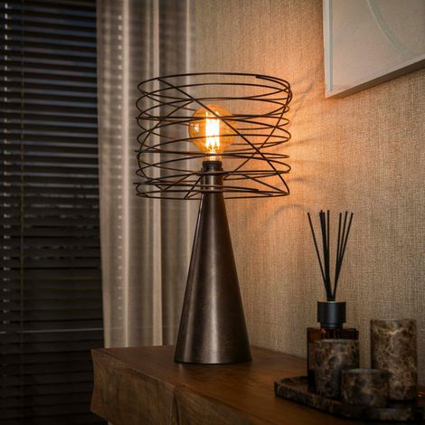 Lampe de salon métal marron pied conique RALF