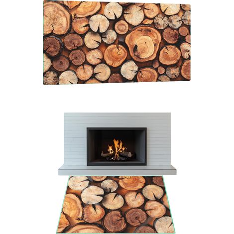 CHIMENEA DE CRISTAL BASE DE CRISTAL TEMPLADO DIMENSIONES 52x35cm GRÁFICOS MADERA (1/5)