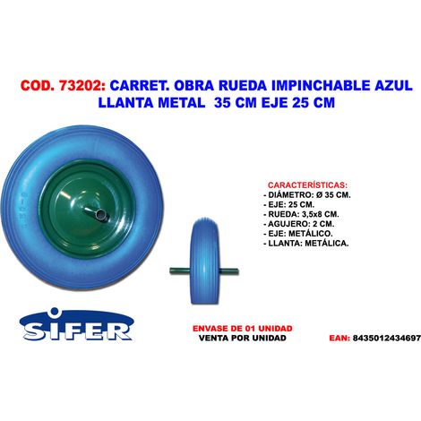sifer rueda carretilla obra impinchable llanta metal 35cm azul
