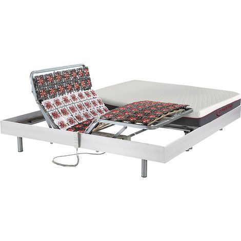 Letto relax elettrico sole sospensioni Materasso memory Motori OKIN 2 x 80 x 200 cm Bianco - ATRIDE di DREAMEA (1/5)