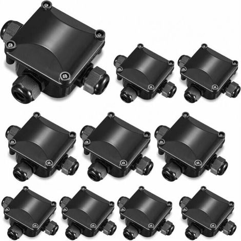 Junction Box, 10 Pieces, IP66, 3-Way Waterproof Connector, Outdoor Waterproof Connector, for Cable Diameter 4-15 mm, H174, YMYNY (1/4)