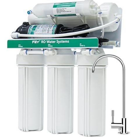 Système d'osmose inverse, système de filtration d'eau sous l'évier, système d'osmose inverse 600GPD à 5 niveaux avec pompe, système de filtration d'eau RO, débit d'eau plus rapide (1/5)