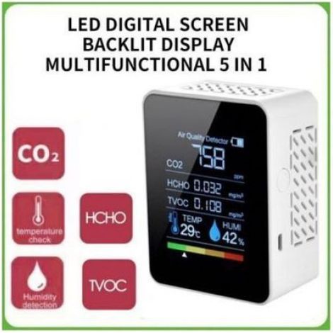 Détecteur CO2 - Capteur Électrochimique 0-5000 ppm - Moniteur Qualité Air Intérieur - Affichage LCD Temps Réel - 1 Pièce (1/5)