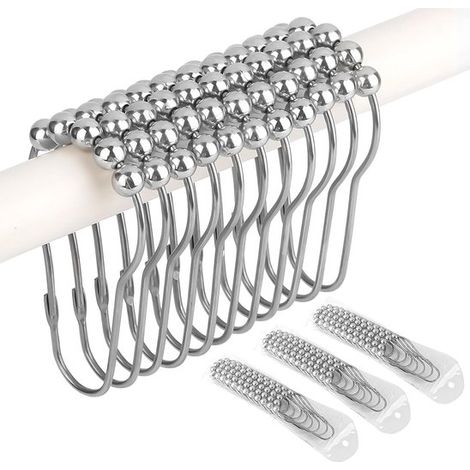 36 ganchos para cortina de ducha，anillas de acero inoxidable para cortina de ducha，barra para ropa (77 x 40 mm) (1/5)