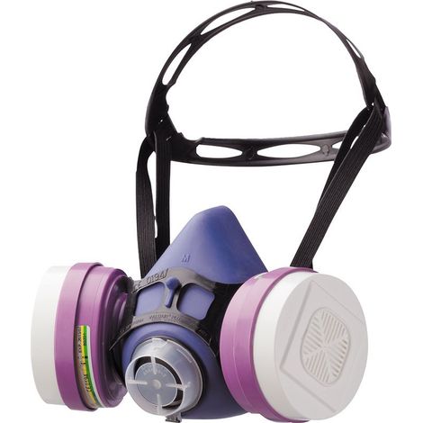Honeywell – Demi-masque réutilisable sans cartouches – Protection contre poussières – Harnais monobloc quatre points – Jupe ergonomique – Taille M (1/4)