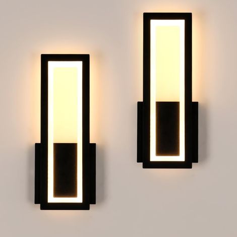 Osairous Applique Murale Intérieure LED, 2 Stück 16W 1800LM Moderne Acryllampe Murale Noir, Leuchte LED 3000K Blanc Chambre, Salon, Couloir, Escalier, 32CM (1/5)