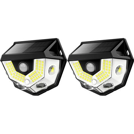 Lampe solaire à détecteur de mouvement, grand angle 270°, étanche IP65, éclairage de sécurité extérieur pour porte d'entrée, cour et garage (lot de 2) (1/4)