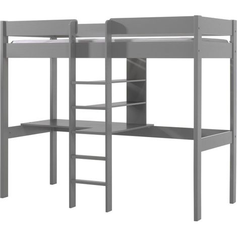 Lit Mezzanine & Bureau Enfant "Pino" 90x200cm Gris (1/3)