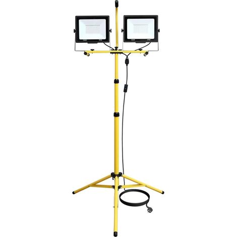 Projecteurs LED d'extérieur, Projecteur LED 2x100W 5000K, lampe de travail avec trépied télescopique en métal réglable de 100 pouces, for intérieur et extérieur, IP66 pour cour, parking, patio, aire d (1/5)