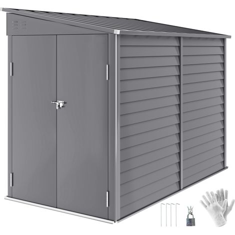 Outsunny 5 x 9ft Galvanised Metal Garden Shed with Foundation Kit, Grey (1/5)