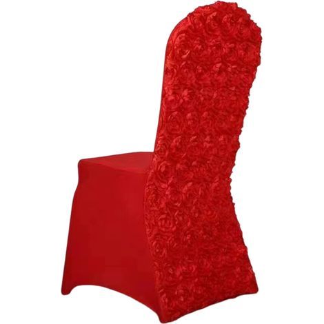 Housse de chaise Rose extensible en Spandex, housse de-Rouge (1/5)