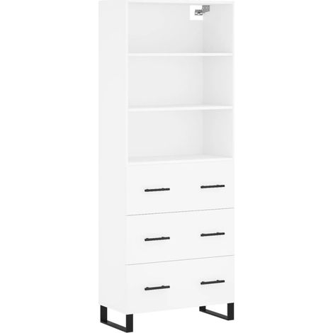 Aparador cómoda mueble de almacenaje organizador cocina salón salón alto 695 x 34 x 180 cm madera de ingeniería blanco 020032545