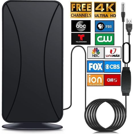 Antenne TV Intérieure Extérieure, 480 km Antenne HDTV Numérique Puissante avec Intelligente Amplificateur de Signal (1/5)