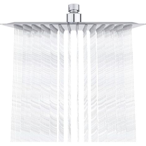 Tete of Shower Stainless steel - Shower Economie water, Knob of Shower Square 25CM, Tete of Shower Rain Universal Thread 1/2 Inch, Rotary 360°, Adjustable 30°, easy to install and to Clean (1/5)