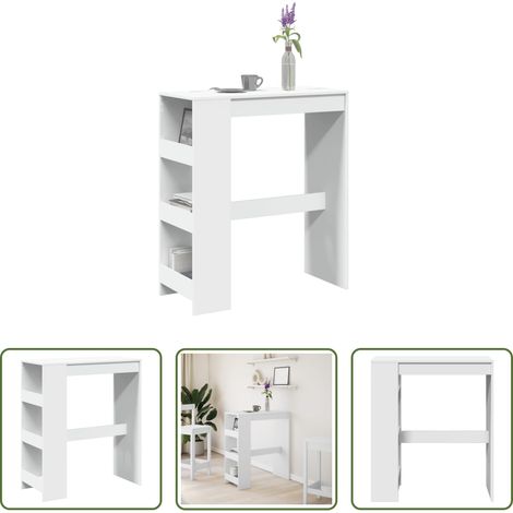Étagères -  Table de bar et étagères blanc 90x40x103,5 cm bois d'ingénierie (1/5)