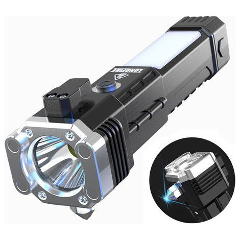 Multifonction voiture lampe de poche voiture sécurité marteau de poche USB rechargeable projecteur de lumière forte extérieure (1/5)