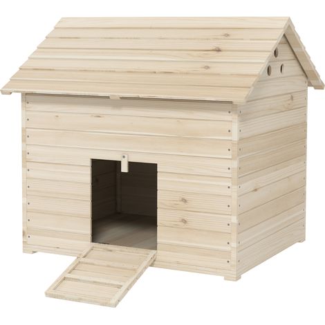 Abri canards ventilation complète porte-rampe bois naturel 100 x 82,5 x 91 cm