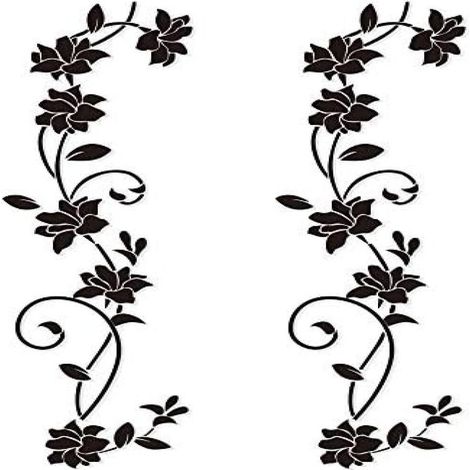 105 x 30cm 2 Sets Stickers Muraux Fleur de vigne Noir Deisgn en PVC Autocollant Mural pour Enfants Chambre Salon Bureau Resto Boutique (1/4)