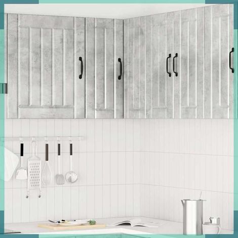 Armoire d'angle murale de cuisine - Lucca - gris béton - 57 x 57 x 60 cm - Charge max 70 kg (1/5)