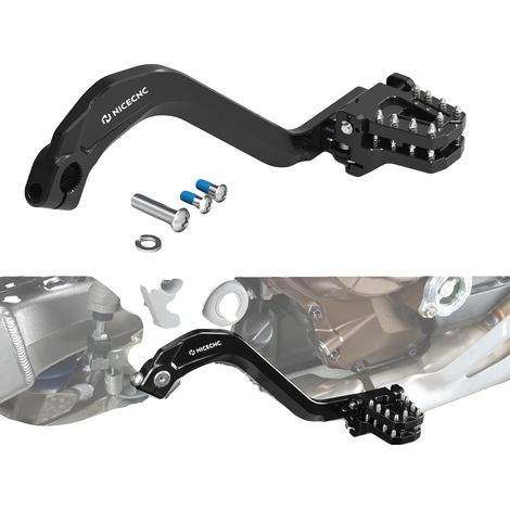 Pedal de freno trasero para motocicleta, distancia ajustable, diseño antideslizante, color negro. (1/2)