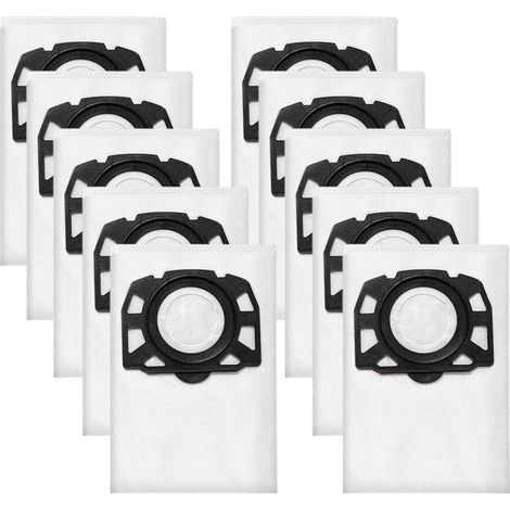 Lot de 10 sacs filtrants de rechange pour aspirateur Karcher WD4, WD5, WD6, KWD4/5/6, KNT4, WD4.200, WD5.800, MV4, MV5, MV6, SE 5.100, SE 6.100 Wet & Dry, remplace la poussière 2.863-006.0 (1/5)
