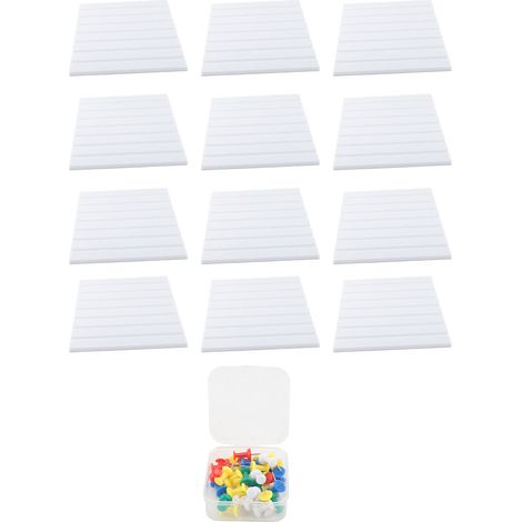 Carreaux de tableau d'affichage en Fiber de Polyester, 12 pièces, mur auto-adhésif insonorisé avec punaises pour affichage de photos, décoration blanche (1/5)