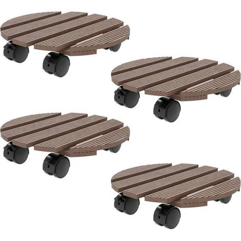 Lot de 4 supports ronds Ø30 cm pour plantes - porte plante à roulettes, intérieur et extérieur (1/5)