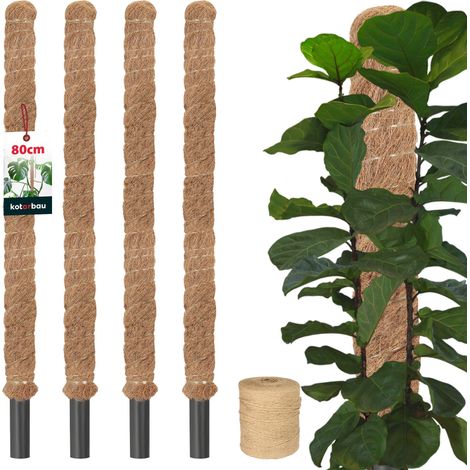 KOTARBAU® 4 pcs Tuteur Plante - Tuteur Coco - ⌀ 3.2 x 80 cm - Fibre de Coco - Tuteurs pour Monstera - Marron - pour Plantes Grimpantes (1/5)