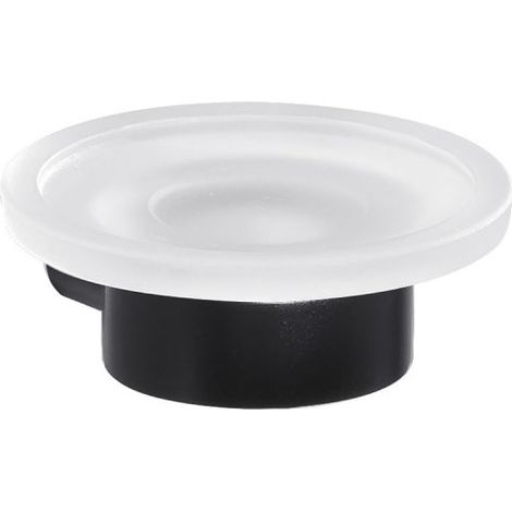 Portasapone da parete in ottone nero opaco e vetro modello pirenei dim. cm (lxpxh): 10,8×11,1×4,2 - nero opaco GEDY