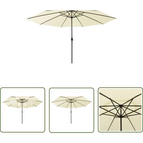 Parasol de Jardin/Parasol d'extérieur avec LED et mât en métal 400 cm Sable 24208 (1/5)