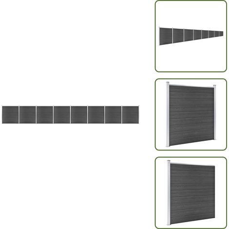 Barriera da giardino - vidaXL Set Pannelli di Recinzione in WPC 1391x186 cm Nero - Recinzione modulare