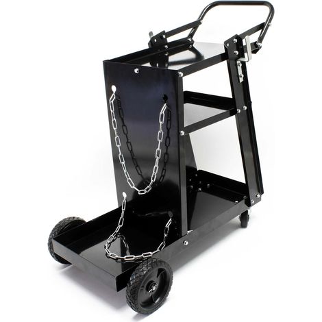 Chariot de Soudage - 1 Unité - Acier - 3 Niveaux et Porte-bouteille - Atelier Mobile - 76,5 x 74,5 x 38,5 cm