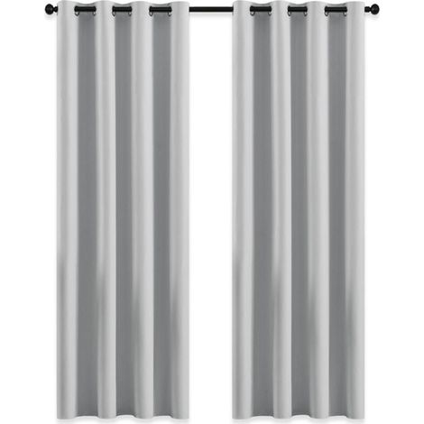 Rideau Occultant - Rideaux d'Extérieur pour Jardin Pergola à Oeillets Lumière Bloquer Isolant Thermique Décoration pour Tonnelle, L 132 x H 213 cm, Gris Blanc, 2 PCs