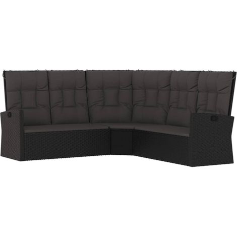 Maison Exclusive - Ecksofa mit Liegefunktion und Kissen Schwarz P