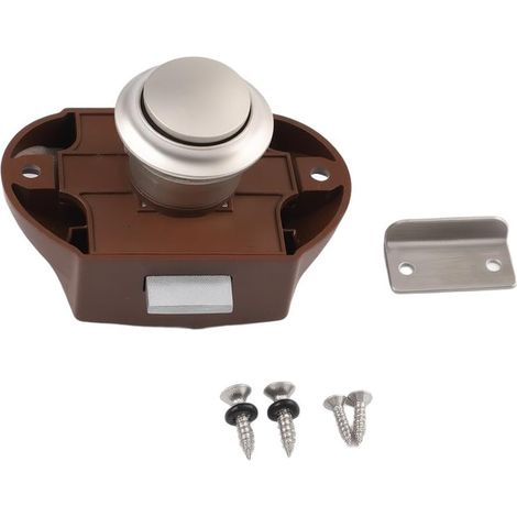 Loquet de porte à bouton-poussoir argenté pour camping-car ou bateau (1/5)