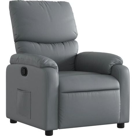 Fauteuil inclinable en similicuir gris (1/5)