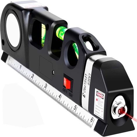 Niveau Laser Polyvalent 4 en 1 Laser Puissant Portable avec Niveau D'esprit Ruban à Mesurer, Souverain de Bande Standard et Métrique avec des Dirigeants Métriques de 8 Pieds / 2,5 M (1/5)