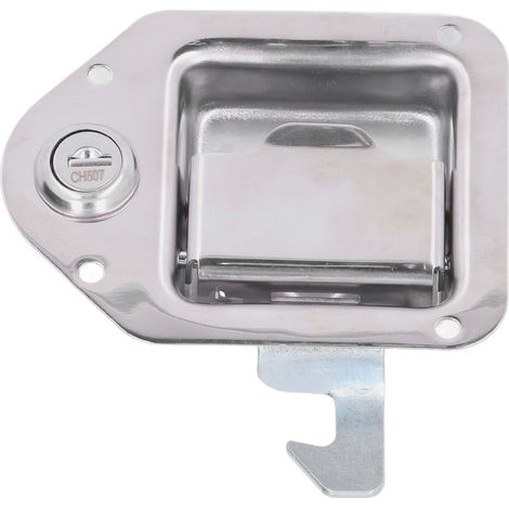 Loquet de poignée de boîte à outils avec 2 clés, cadenas à palette argenté en acier inoxydable 304 pour camion, camping-car, remorque, VTT, UTV (1/5)