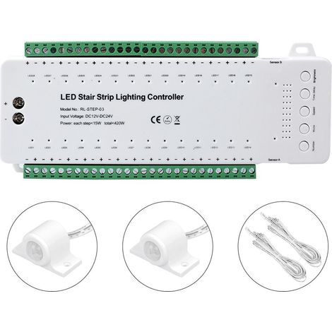 RL-STEP-03: controller step a 28 canali 12V/24V max 15W/canale luminosità e velocità regolabili