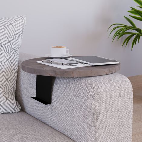 Sofatablett Kuleskyd Ø34cm Marmoroptik, grau [en.casa]