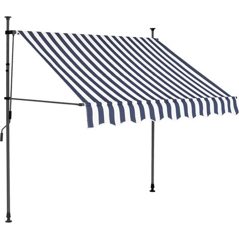 Maison Exclusive - Auvent manuel rétractable avec LED 150 cm Bleu et blanc (1/5)